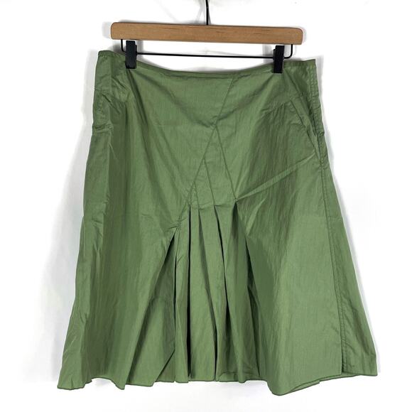 Magaschoni Skirt Pleated Green Pockets A-Line Zip Y2K Retro 90s Sz L - Picture 1 of 5